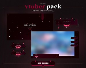 ANIMATED Red Demon Vtuber Stream Bundle | Twitch Pack | Overlays | Screens | Alerts | Panels | Pink Halloween - Etsy