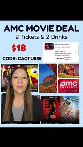 Movie night plans? 👀 AMC has 2 tickets 2 drinks for just $18 🎬🥤 Perfect for date night or a fun family outing! #amc #amctheaters | Jamie’s Daily Deals