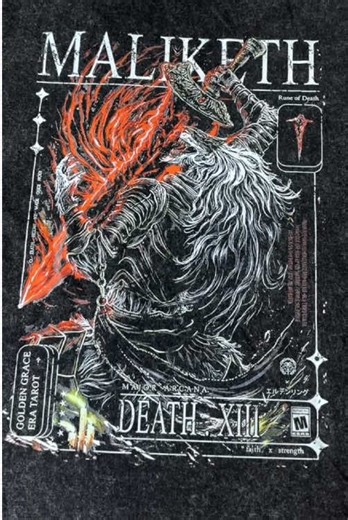 O Death, become my blade. 🗡️💀 This Maliketh acid wash tee is god-tier loot for any Tarnished. Embrace the Rune of Death! 🎮🖤 #EldenRing #Maliketh #TheBlackBlade #DarkSouls #FromSoftware #GamingMerch #Streetwear #GamerFashion #TikTokShop #EldenRingBuilds