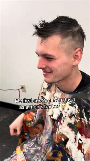 My first haircut as a new barber! 😍✨ #barberlife #menshair