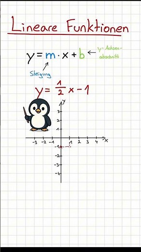 Lineare Funktionen zeichnen erklärt vom ParabelPinguin🐧