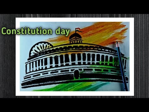 How to draw Indian parliament step by step ll parliament of India ll Constitution of india drawing