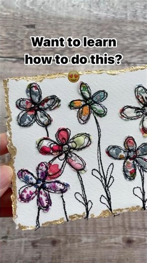 How to free motion appliqué with fabric scraps // sewing on paper #sewingtutorial #applique #sew