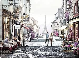 Fine Art Canvas Living Room Pictures Wall Decor City Wall Art Large Paintings for Living Room French Art Paris Canvas Wall Decor by Artist The Macneil Studio 43 in x 32 in