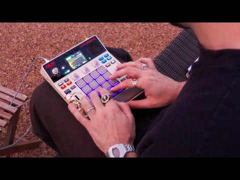 making a beat on the MPC Sample in the garden