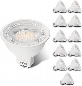 FTL 12-Pack MR16 LED Bulb 5000K Daylight White GU5.3 12V 50W Halogen Equivalent 5W Non-Dimmable Spotlight 40 Degree Outdoor Landscape Light Bulbs for Track Lighting