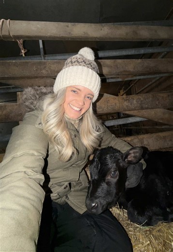 Girl and Obstetrical Chains During Calving Season