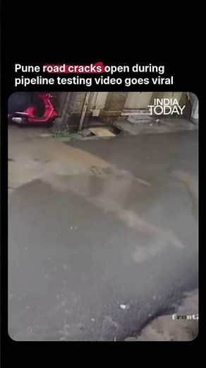 VIRAL VIDEO | Pune Road Cracks Open During Pipeline Test, CCTV Captures Massive Water Eruption