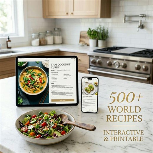 Interactive Digital Cookbook 500+ Recipes | Checkbox Editable World Recipes PDF Instant - Etsy
