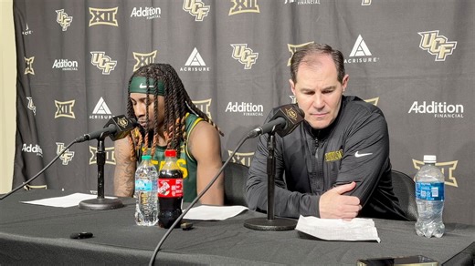 Baylor coach Scott Drew and guard Obi Agbim postgame presser at UCF