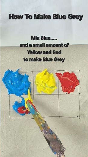 How to make Blue Grey from just Blue, Yellow, and Red 05 #colormixing #paintmixing #satisfying