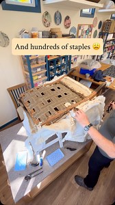 Guy’s chair is a BIG re-upholstery project. We decided to pause work on his footstool so that we could begin the stripping down and frame repair, knowing this would take some time and it would make things easier to break it down into small chunks. Once the top fabric was removed we could begin to understand exactly what we were dealing with. A chair that has been reupholstered several times with no frame repair. It’s going to take a lot of work to restore this chair!! Keep watching 😊#maryschair