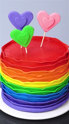 #shorts Rainbow Fondant Cake Design, Satisfying Video Top Cake #cake #satisfyingcake