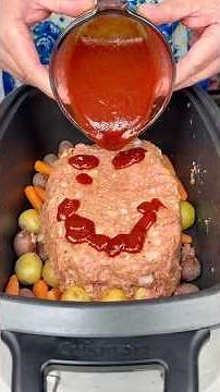All In One Slow Cooker Meatloaf and Veggie Dinner