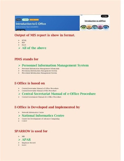 Introduction to E-Office COURSE ANSWERS IGOT KARMAYOGI