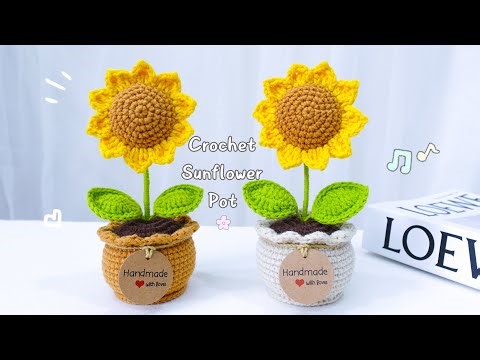 🌻 Crochet Flower Pot 🌻 How to crochet SUNFLOWER POT for Beginners | A step by step crochet tutorial