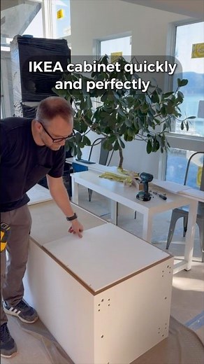 Here’s an easy tip to assemble your IKEA® cabinet quickly and perfectly—using one of the shelves!
