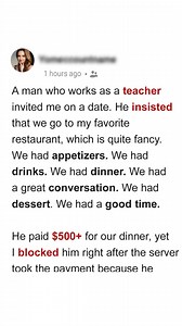 264K views · 117 reactions | After their first date, after he paid for their dinner, which cost over $500, the woman blocks the man. 퐖퐚퐭퐜퐡 퐯퐢퐝퐞퐨 퐢퐧 퐜퐨퐦퐦퐞퐧퐭퐬 퐛퐞퐥퐨퐰  | Alpha Community | Facebook