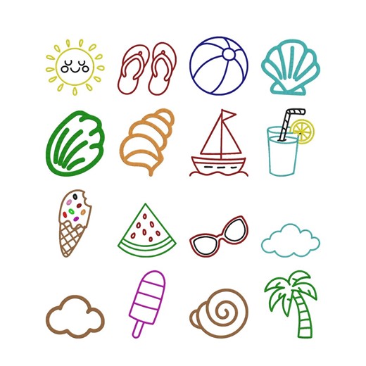 Summer Beach Embroidery Design, Tropical Vacation Sun Palm Machine Embroidery File, Instant Download - Etsy