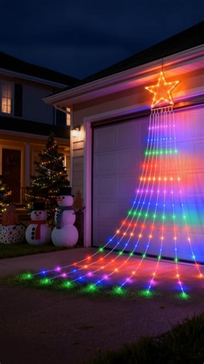 Experience the magic of cascading colorful lights as they brighten your home with joyful holiday glow and cheerful spirit! ✨💖 | TwinklingTree