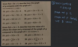 Given f(x)=3 x 5, describe how the graph of g compares with the... | Filo