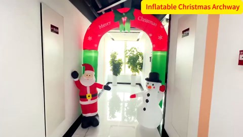 8FT Christmas Inflatable Archway with Snowman and Santa, Blow Up Christmas Inflatable Outdoor Decoration with LED Lights, Christmas Archway Decorations for Xmas Holiday Party Yard Garden Lawn