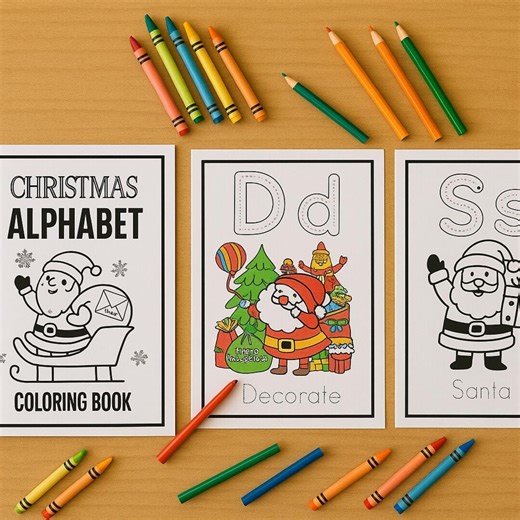 Christmas Alphabet Coloring Pages - Etsy