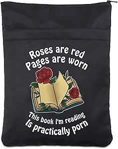 CHOORO Roses are Red Pages are Worn Book Sleeve Bookish Merch Romance Reader Gift Dirty Book Lover Gift (Red Pages-b)