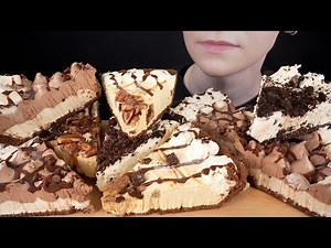 ASMR Chocolate Cream Pie, Caramel Cream Pie & Oreo Cream Pie Dessert Mukbang | Eating Sounds 먹방