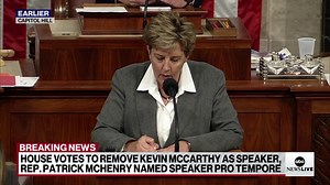 1.5K views · 31 reactions | ABC News Senior Reporter Katherine Faulders has the latest as Rep. Patrick McHenry, R-N.C., was named as speaker pro tempore, an interim role to lead the chamber until another speaker is elected at a future point, after the House voted to remove Rep. Kevin McCarthy as Speaker. | ABC News Live | Facebook