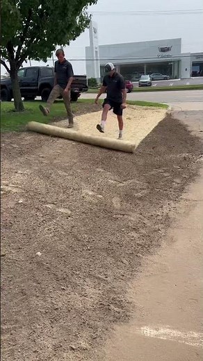 Installing Straw Erosion Blanket On Fresh Topsoil￼ #landscaping #dirt