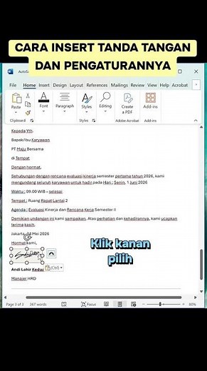 Cara insert tanda tangan di Microsoft Word #office #belajarkomputer #tutorial #diy #nolrupiah