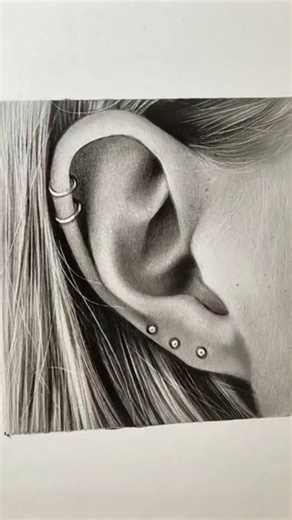 Hyper Realistic Ear Sketch ✏️ | Ear Drawing Tutorial ✨ #Shorts