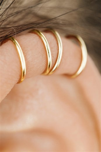 Double Fake Helix Ear Cuff Set of 2 • Gold Filled No Piercing Cartilage Hoop - Etsy