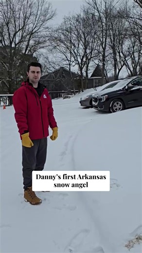 After finally seeing snowfall this winter, meteorologist Danny Cassidy was finally able to make his first Arkansas snow angel. #5news #arkansas#winterstorm #snowangel