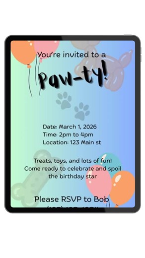 Editable Dog Birthday Invitation, Puppy Party Template (digital Download) - Etsy