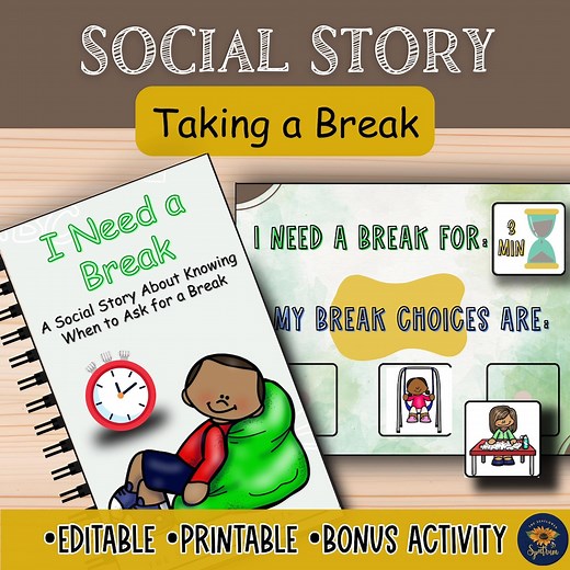 Taking a Break Social Story for Kids | Visual “I Need a Break” Cards | AAC, PECS, Behavior Management, SEL Special Ed Resource - Etsy