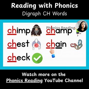 5.2K views · 61 reactions | Digraph Ch Words Reading Practice with Phonics. Learn to read with phonics. Watch more on the Phonics Reading YouTube Channel. #phonics #learntoread #english | Phonics Reading | Facebook