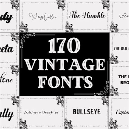 170 Vintage Font Bundle: Retro Typefaces for Commercial Use - Etsy Canada