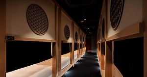 a reinterpreted capsule hotel in tokyo with japanese tea-house style