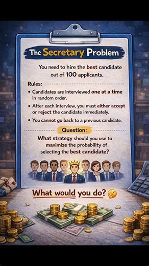 The Secretary Problem. Only 0.1% can solve it. Think Deeply to solve.
