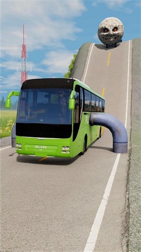 Long Colourful City Buses vs Low Pipes - BeamNG.drive #shorts #beamngdrive #bus