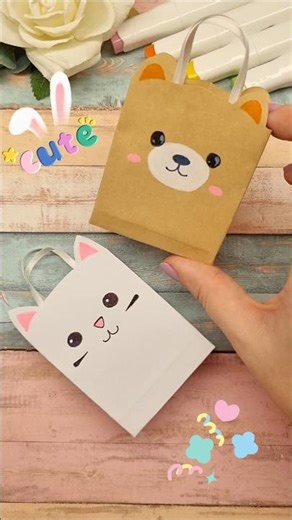 How to make Miniature Paper Bag / Easy Handmade Gift Bag / Easy paper craft