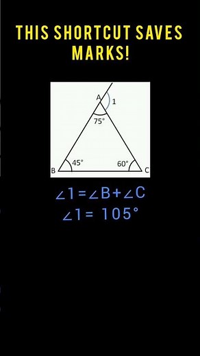 Exterior Angle Property Shortcut 🔥 | Class 9 Maths Triangles