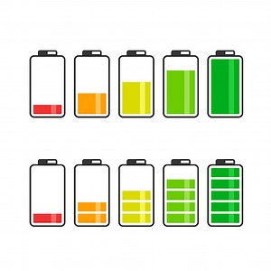 Batteriesymbol-Set. Vektorfarbe Batterie Energie Symbol Sammlung.