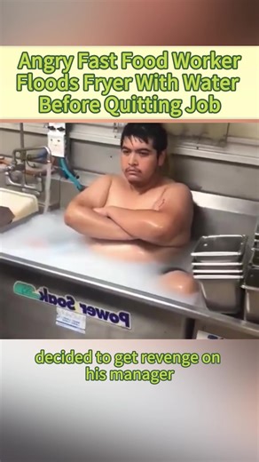 Angry fast food worker floods fryer with water before quitting job#news #fyp#usa #foryou #usatiktok🇺🇸