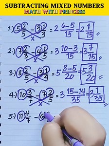 Subtracting Mixed Numbers #math #mathlessons #mathematics #mathwithprincess #mathviral #mathreview #mathisfun #subtractingmixednumbers | Math with Princess