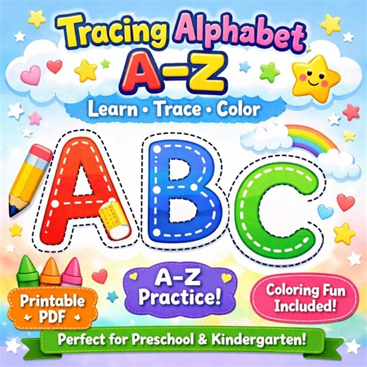 Tracing Alphabetic Card for Kids , A-Z Practice Worksheets I ABC Handwriting , Printable ABC, PDF, - Etsy Canada