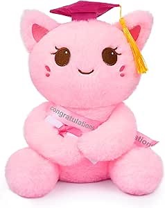 Graduation Plush Cat,Graduation Stuffed Animal 2026,Cat Plush with Graduation Hat,Pink Cat Stuffed Animals,Graduation Gift for Boys Girls,Kindergarten Preschool High School College