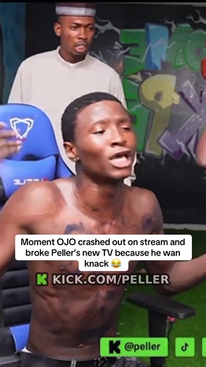 Moment OJO crashed out on stream and broke Peller’s new TV because he wan knack 😂 #peller